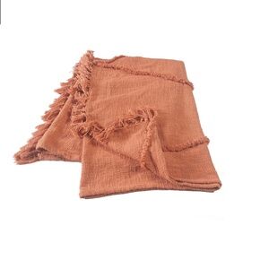 Bohemian Basics Decorative Diamond Tufted Cotton Throw Blanket in Terracotta.